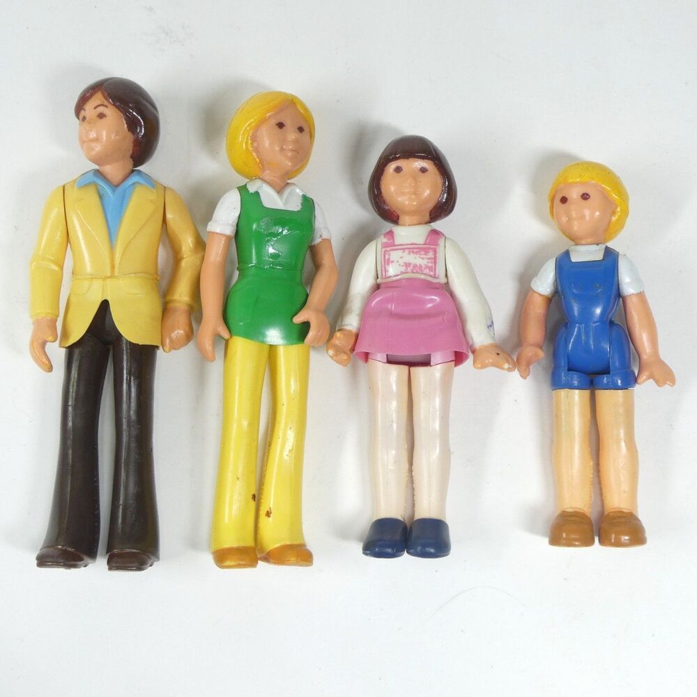 Fisher Price Loving Family Dollhouse Dolls Set of 4 Mom Dad Girl Boy Vintage